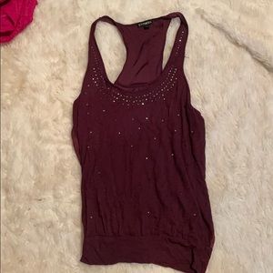 Plum rhinestone cross back tank top
